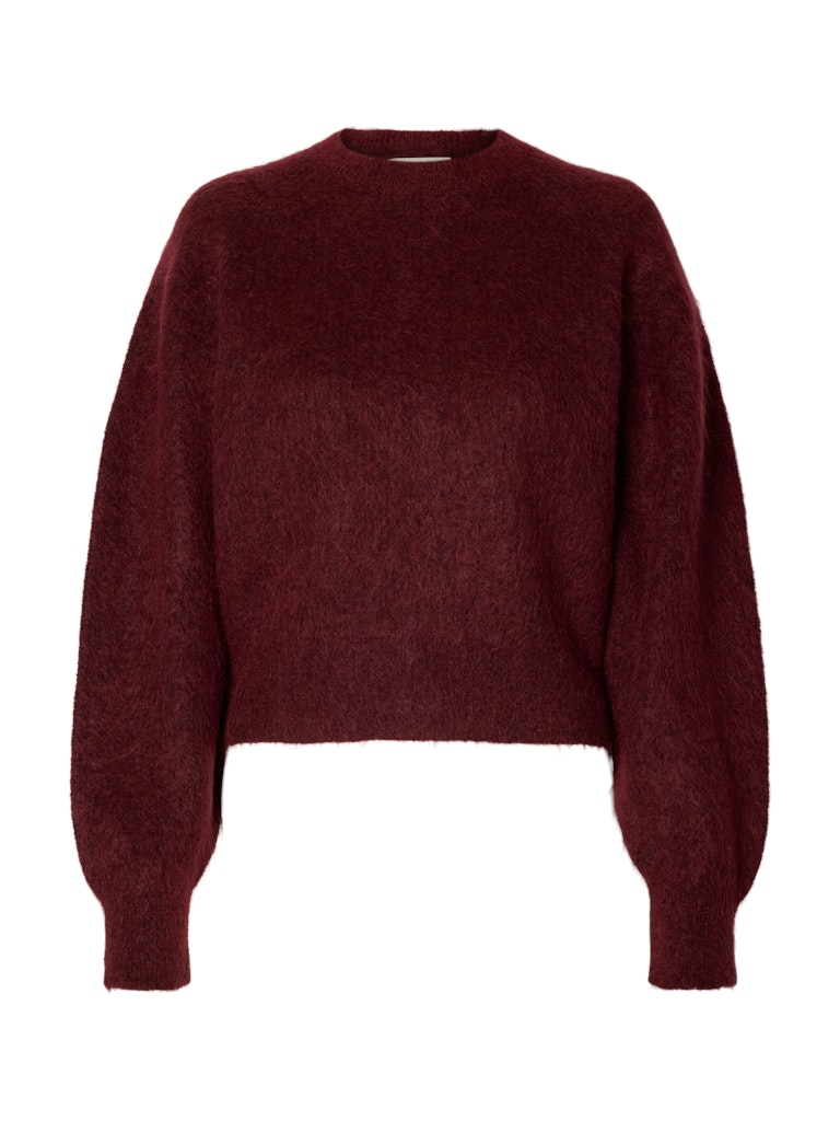 SLWMIRA LS KNIT SHORT O-NECK, Tawny Port