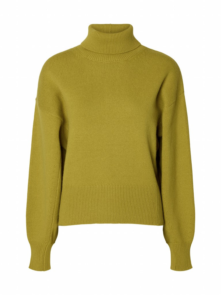 SLWELLIE LS Knit Roll Neck, Avocado Oil