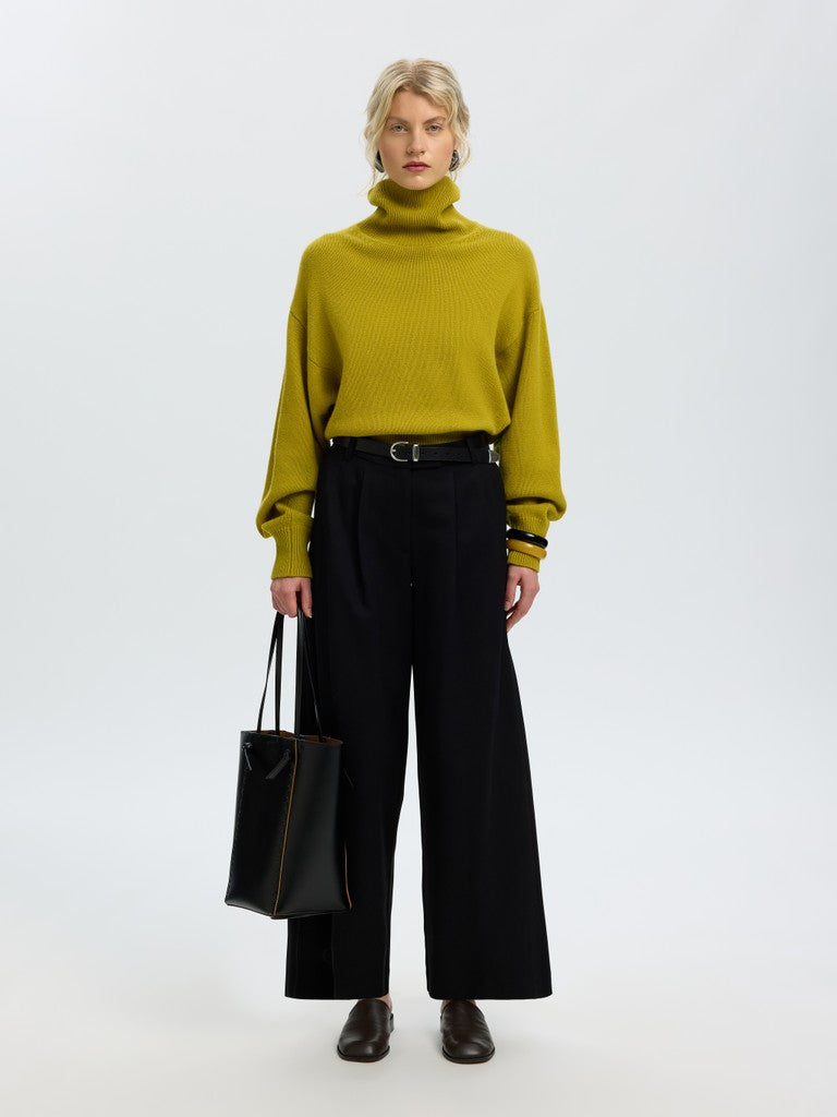 SLWELLIE LS Knit Roll Neck, Avocado Oil