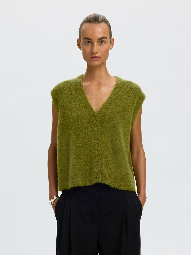 SLWLULU Brushed V-Neck Vest, Cardamom Seed