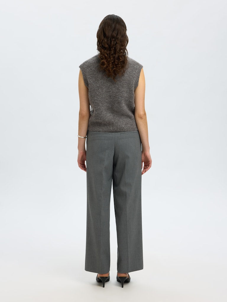 SLFLULU Button O-Neck Vest, medium grey melange