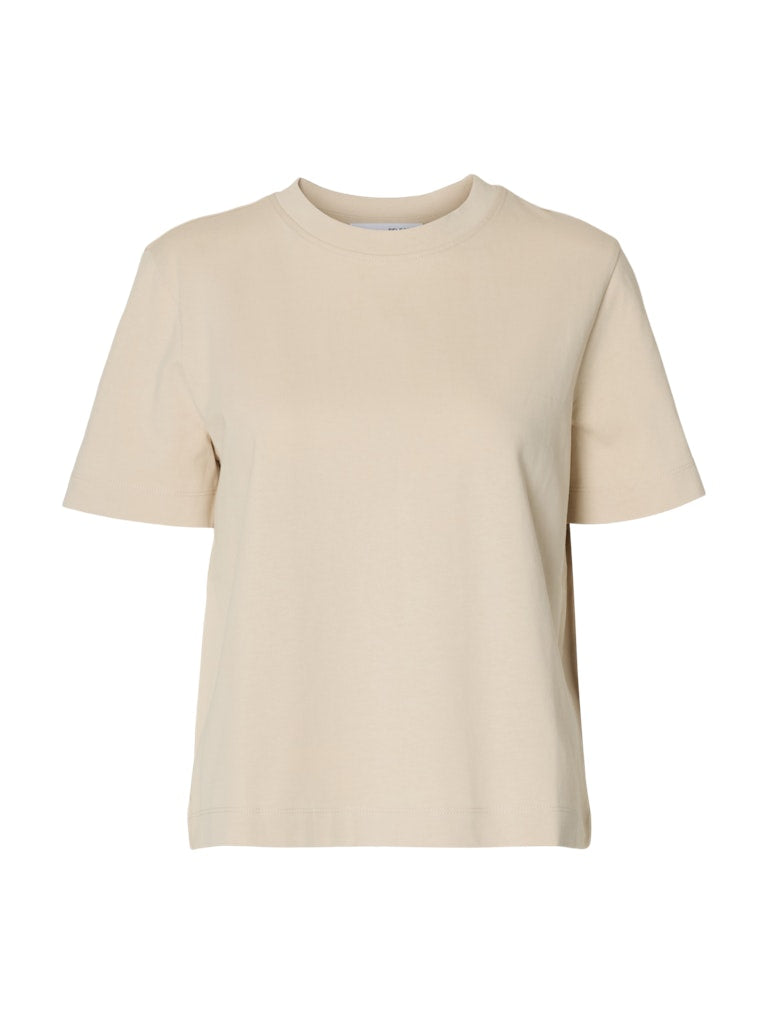 SLWESSENTIAL Boxy Tee, Oatmeal