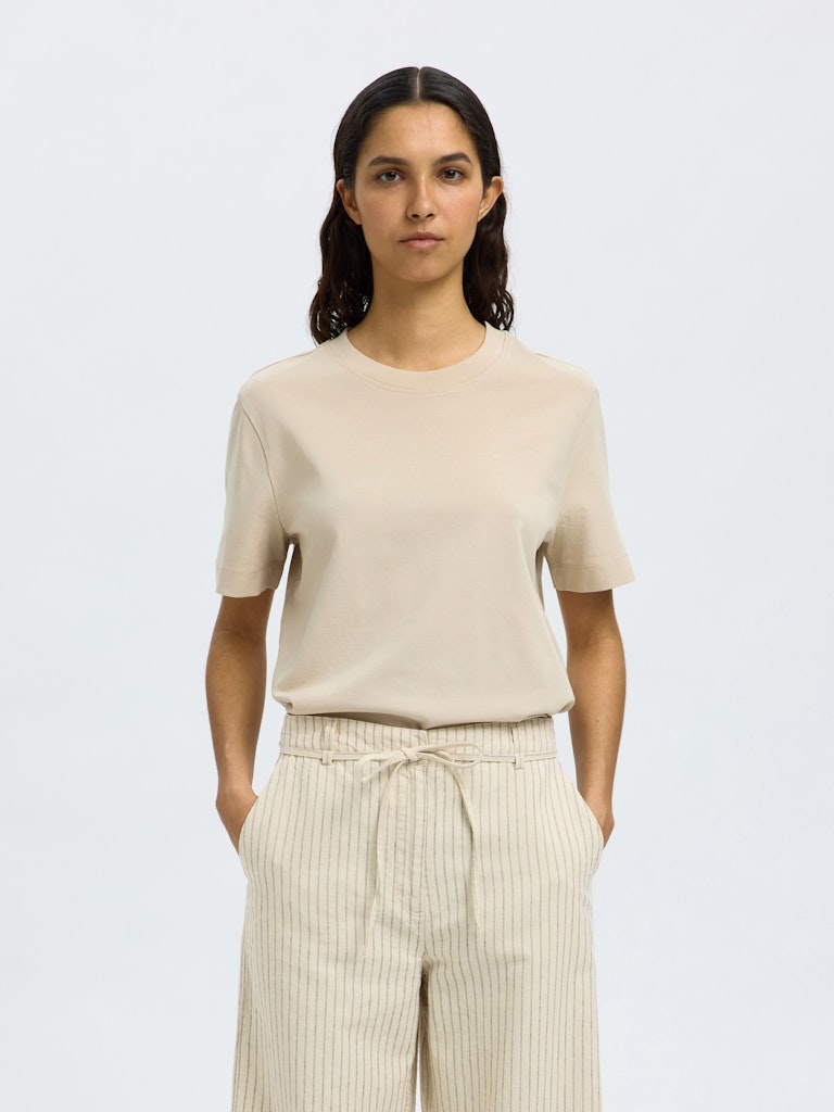 SLWESSENTIAL Boxy Tee, Oatmeal