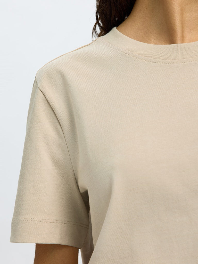 SLWESSENTIAL Boxy Tee, Oatmeal