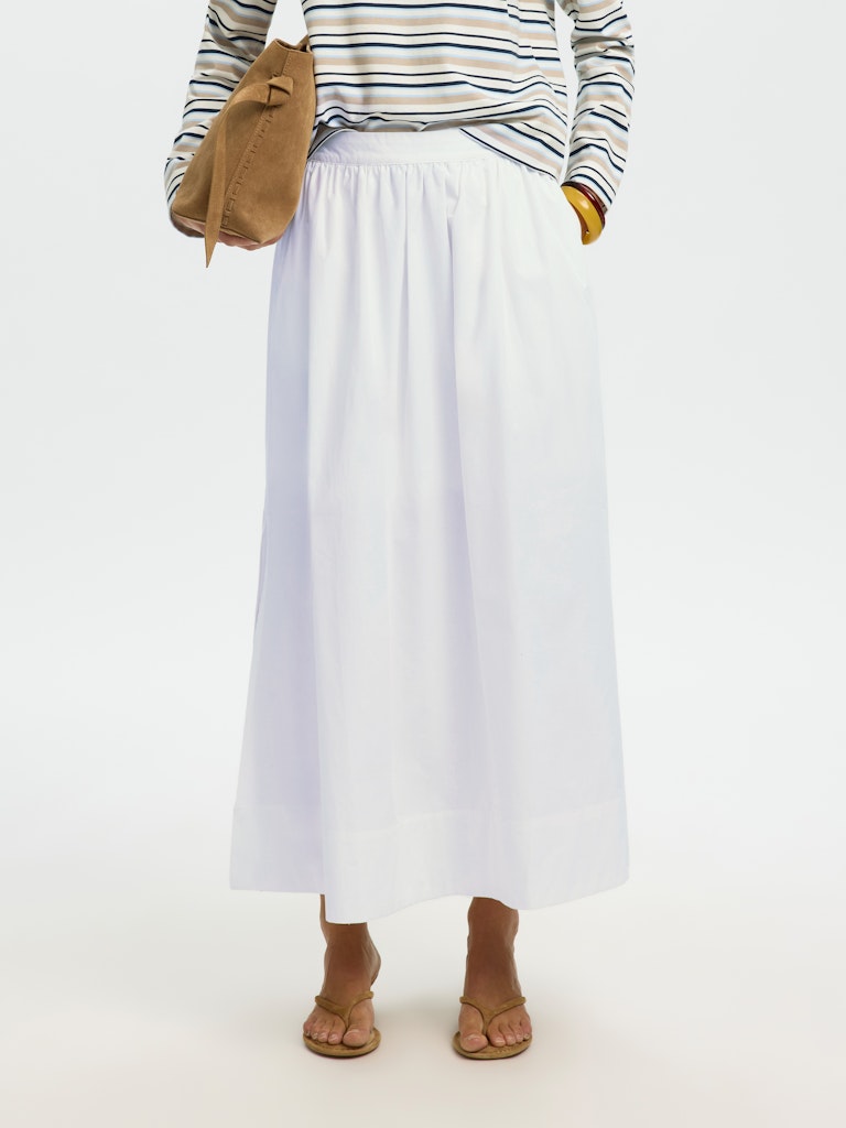 SLWBLAIR HW Ankle Slit Skirt, Bright White