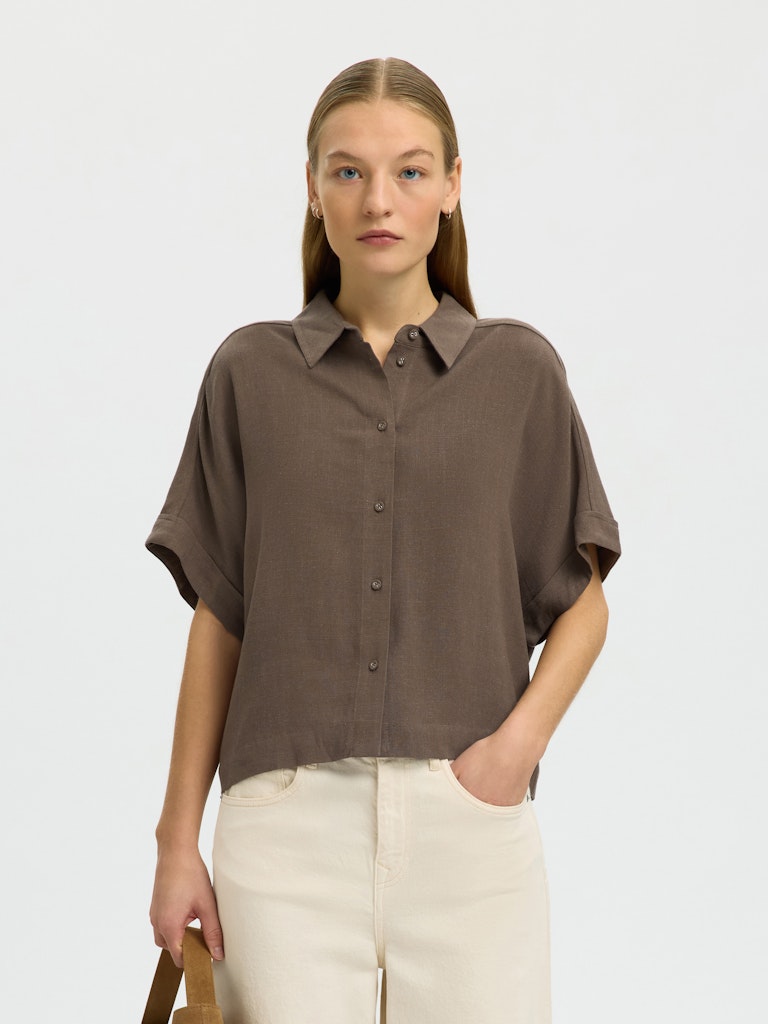 SLWVIVA Cropped Sun Shirt, chocolate chip