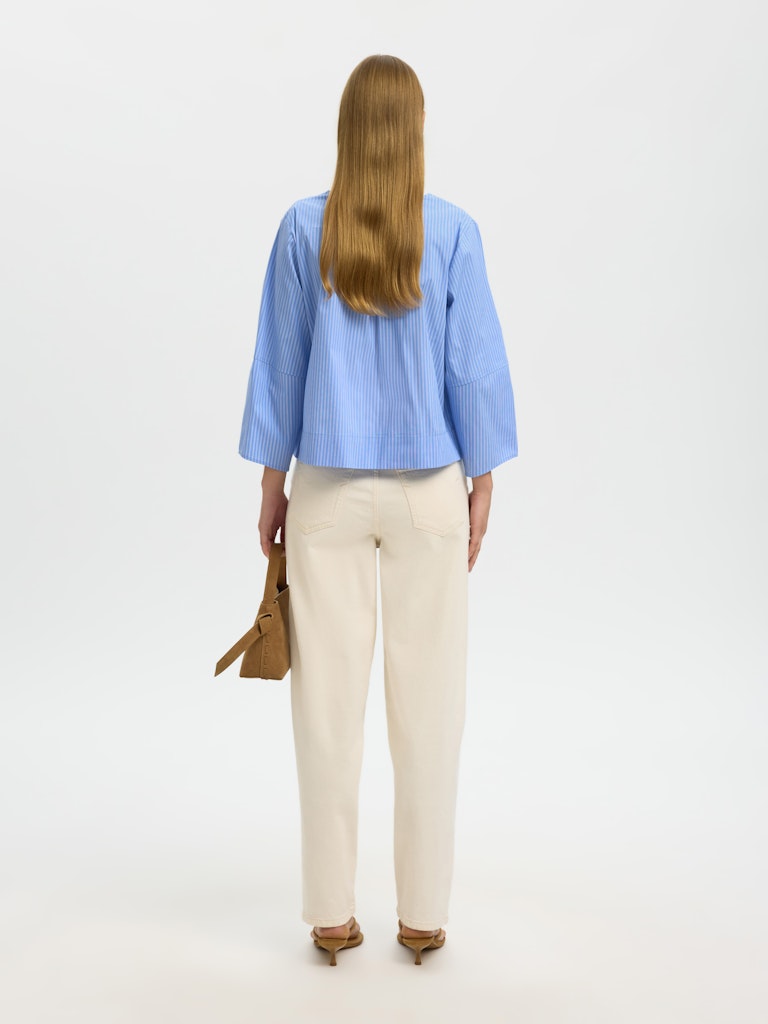 SLFBEA 3/4 V Neck Shirt, Dusty Blue