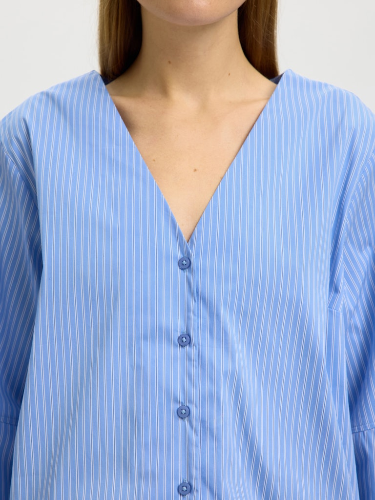 SLFBEA 3/4 V Neck Shirt, Dusty Blue