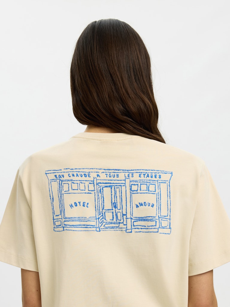 SLFRELAXED Broock SS Hotel Amour Tee, angora