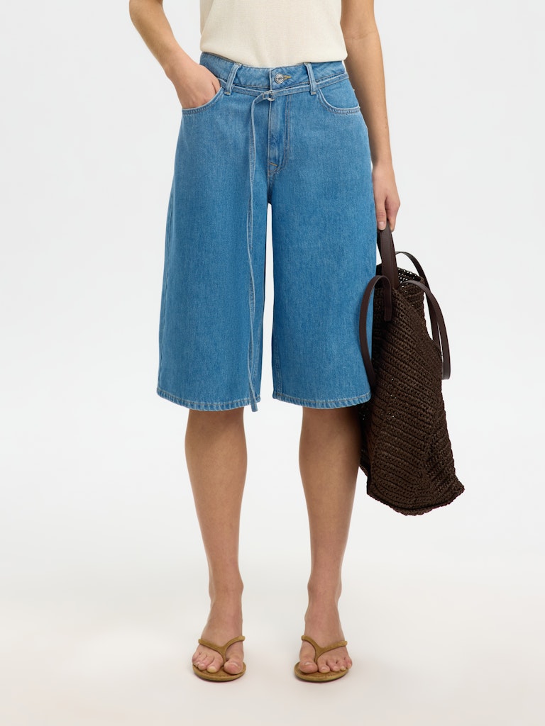 SLFTENNA Bermuda Denim Shorts, medium blue denim