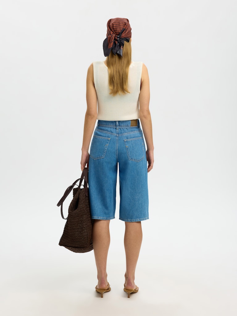 SLFTENNA Bermuda Denim Shorts, medium blue denim