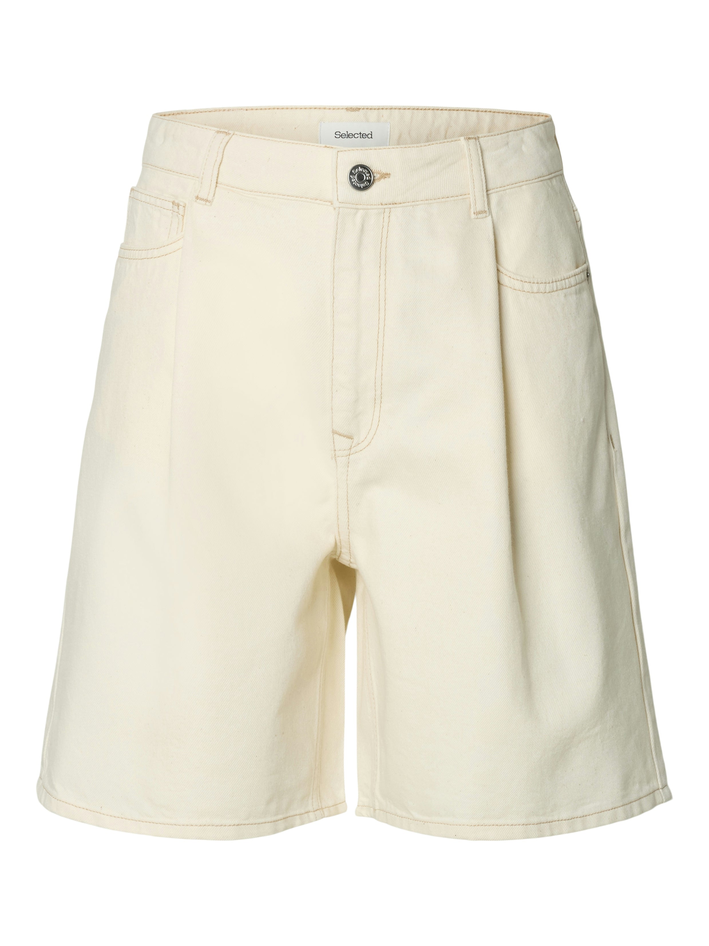 SLFWIDE Tenna HW Denim Shorts, egret