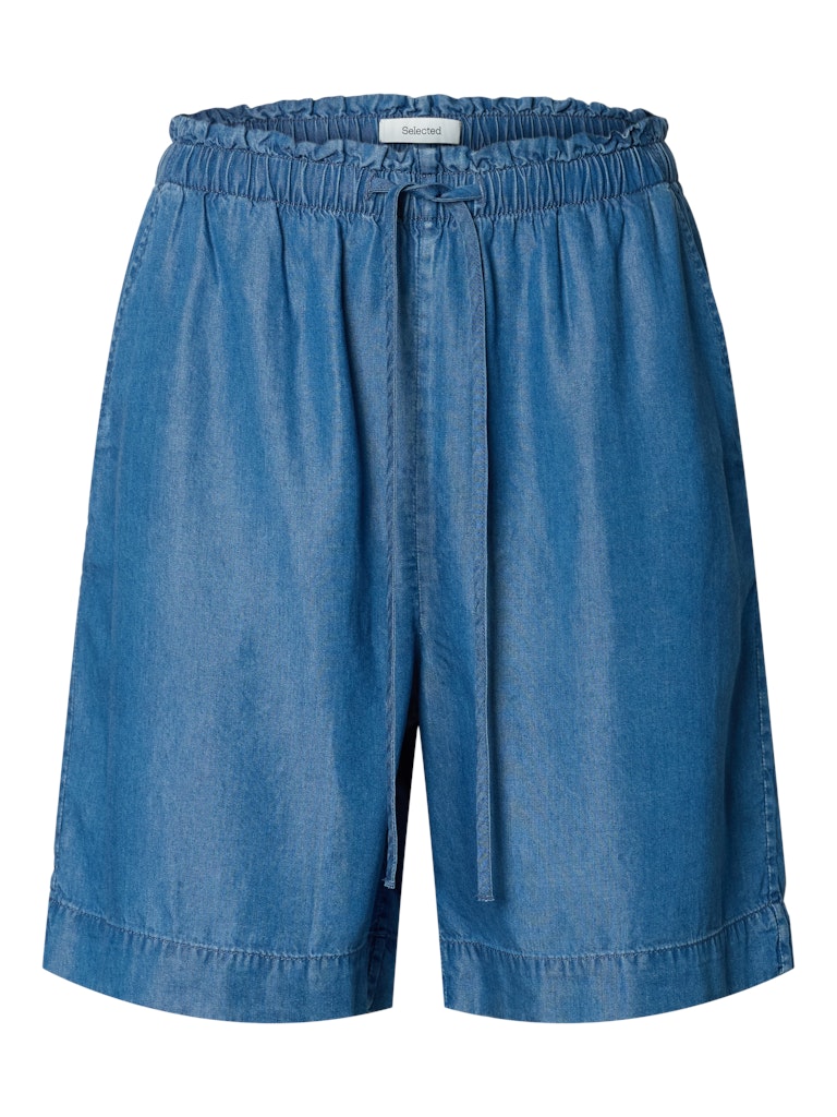 SLFJANNA MW Elastic String Shorts, Medium Blue Denim