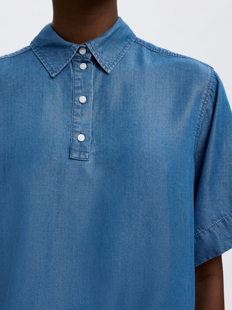 SLFJANNA 2/4 Polo Shirt, Medium Blue Denim