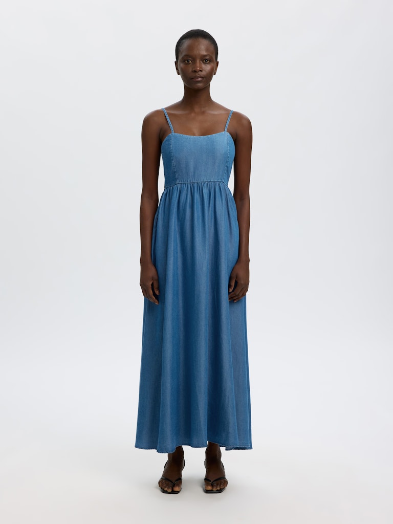 SLFJANNA Regular SL Ankle Dress, Medium Blue Denim