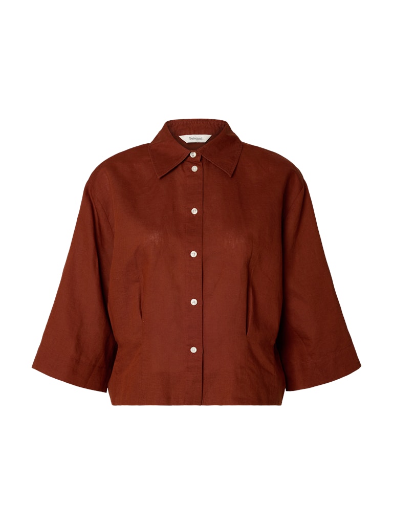 SLFCLEO Regular 3/4 Cropped Shirt, Cherry Mahogany