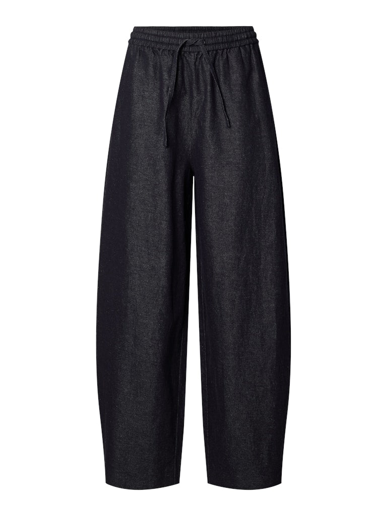SLFLOOSE Barrel Willow Linen Bld Pants, Dark Navy
