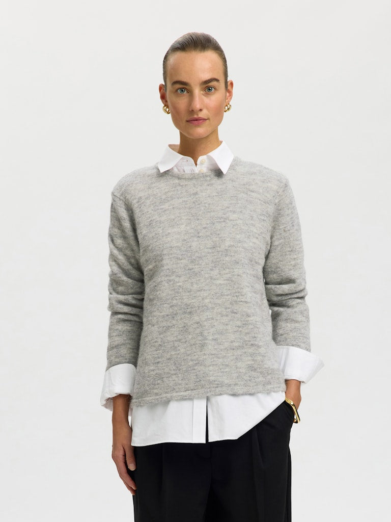 SLWLULU NEW Knit O-Neck Pullover, Light Grey Melange