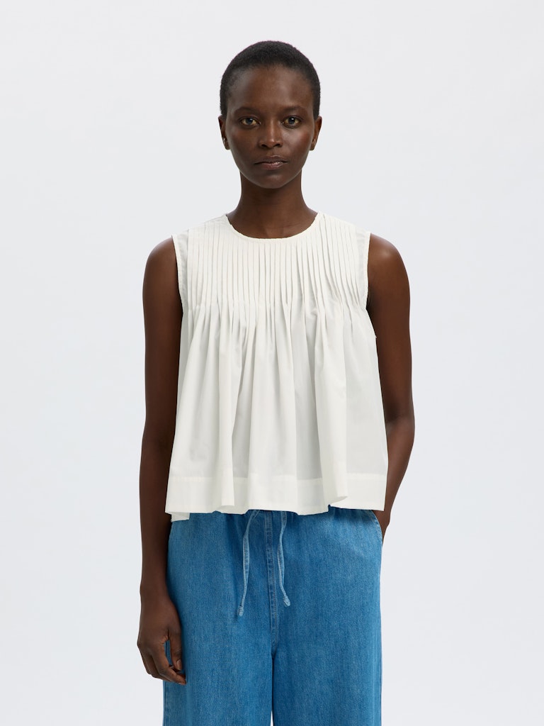 SLFSOPHIA SL Pleated Top, snow white