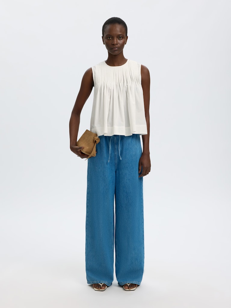 SLFSOPHIA SL Pleated Top, snow white