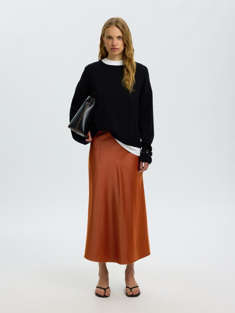 SLWLENA HW Midi Skirt, Cherry Mahogany