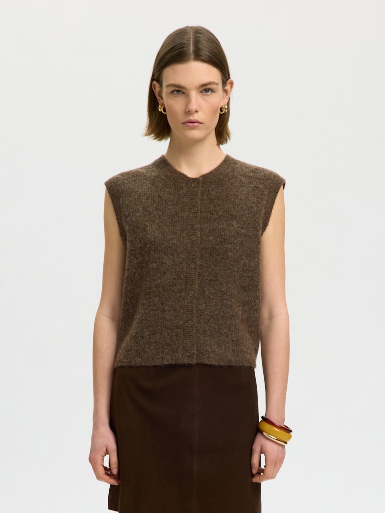 SLWLULU Button O-Neck Vest, Dachshund Melange