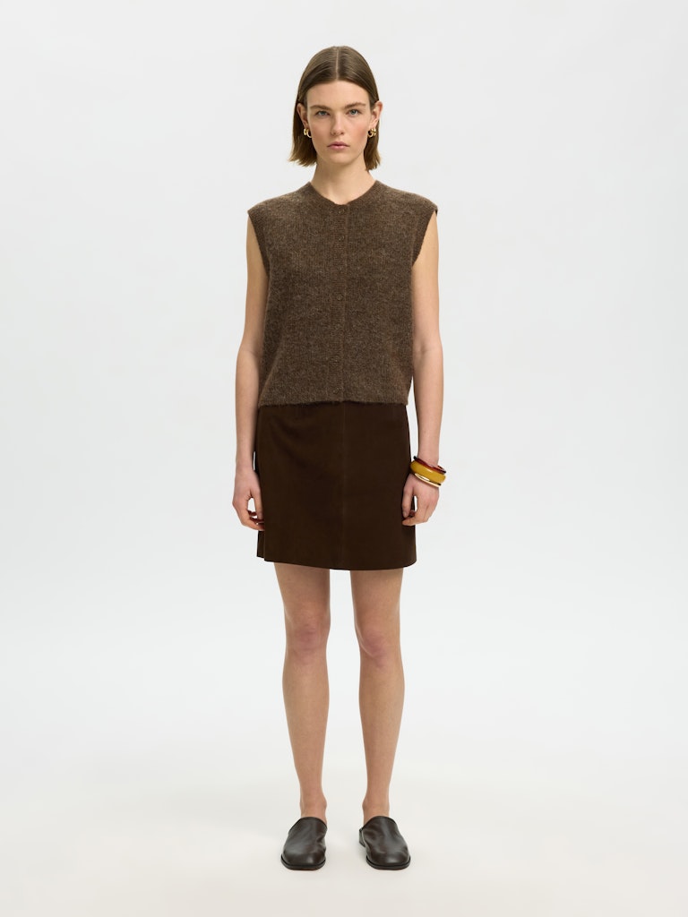 SLWLULU Button O-Neck Vest, Dachshund Melange
