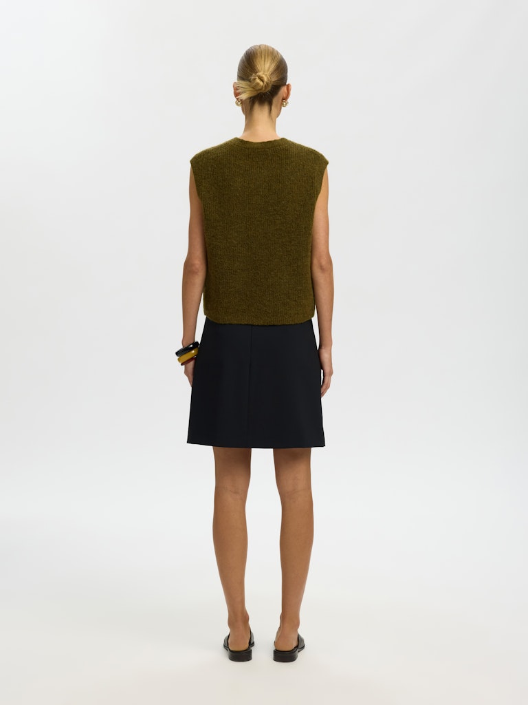 SLWLULU Button O-Neck Vest, Fir Green Melange