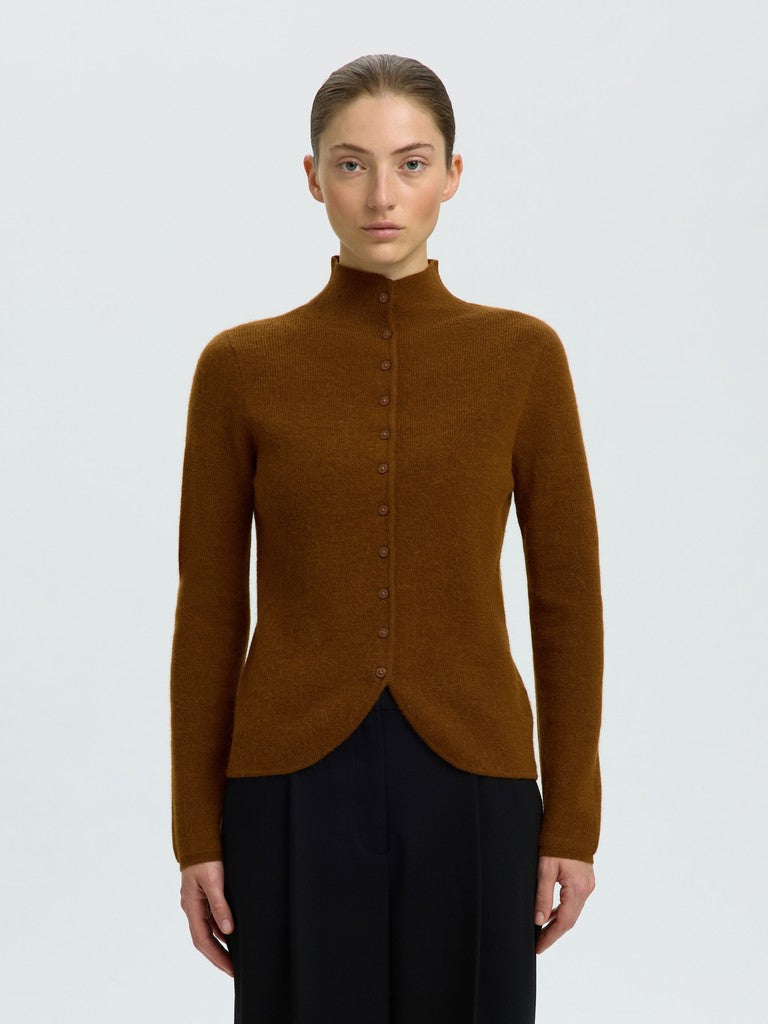SLWPETRA LS Knit High Neck Cardigan, Monks Robe