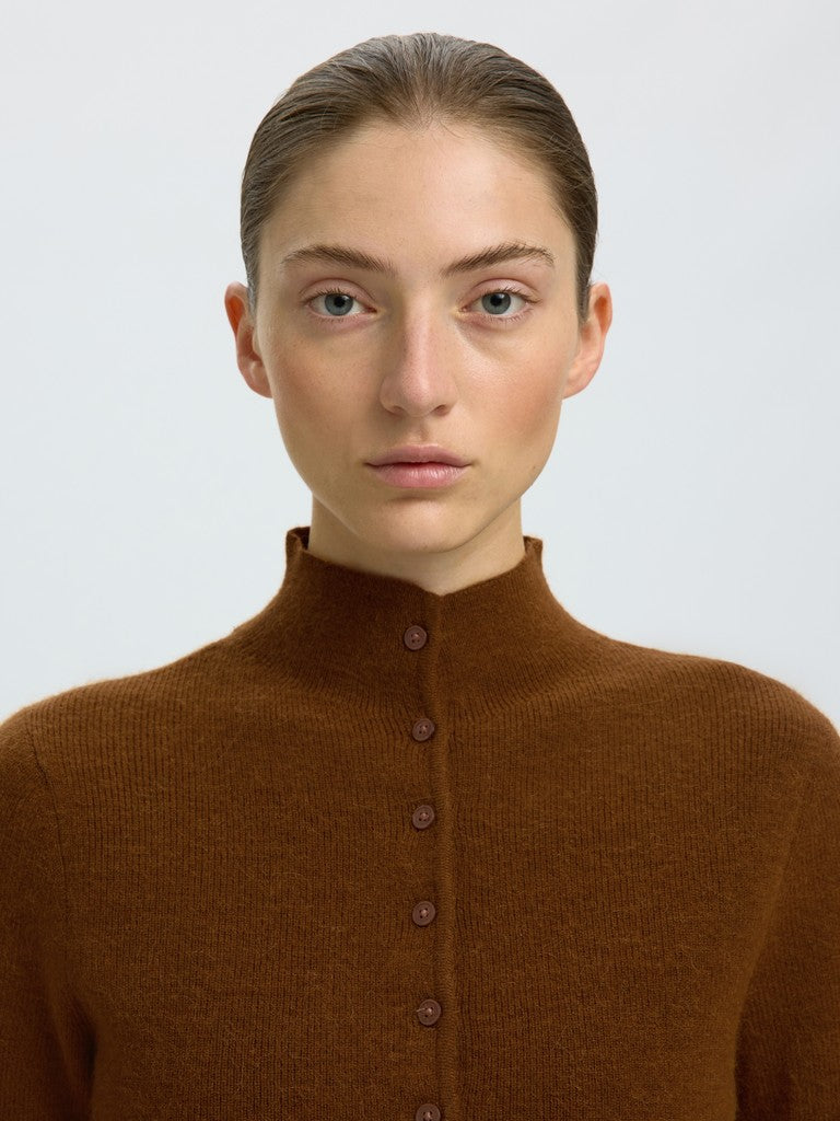 SLWPETRA LS Knit High Neck Cardigan, Monks Robe