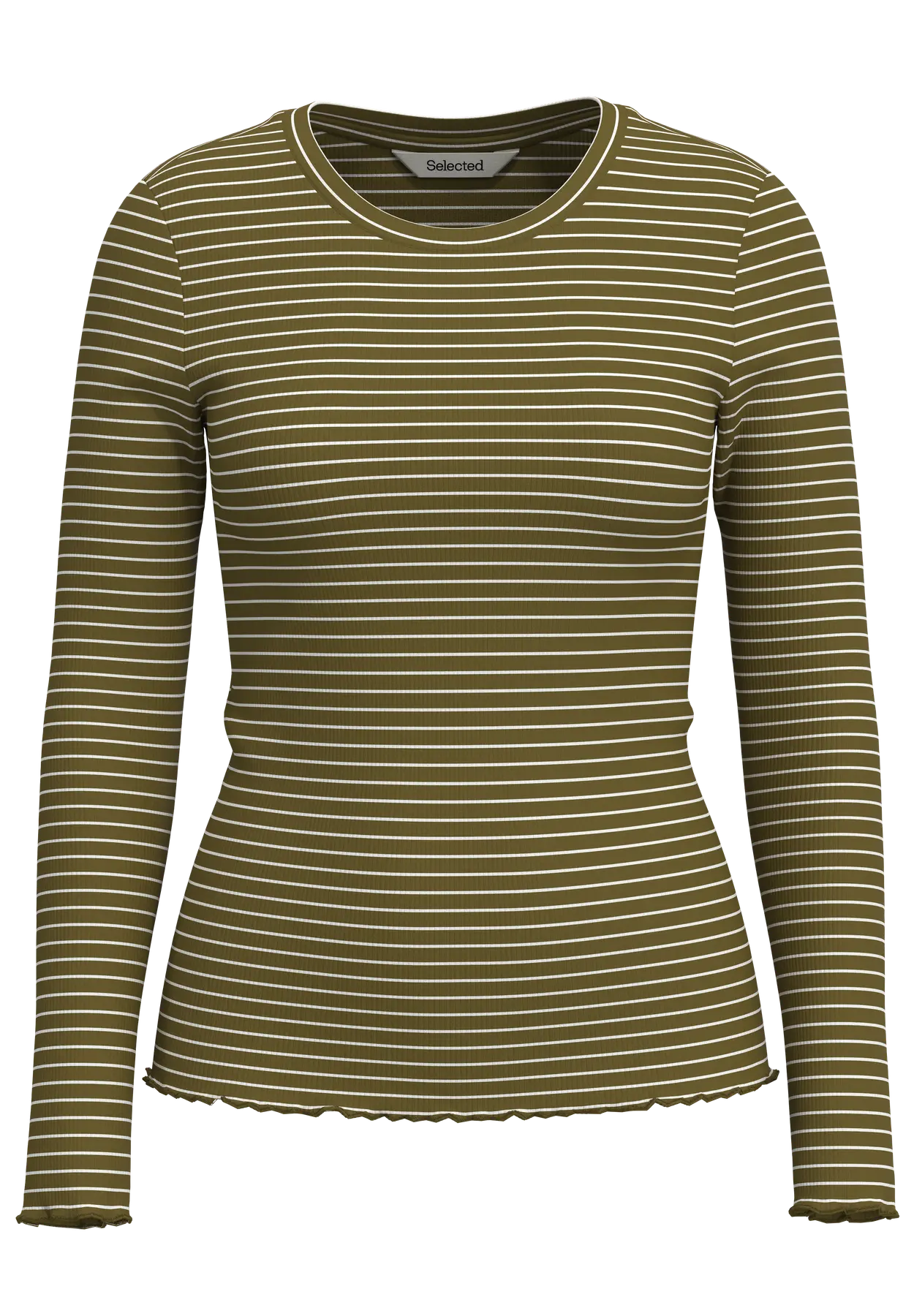 SLWANNA Crew Neck Tee STR, Fir Green Snow White Stripes Thin