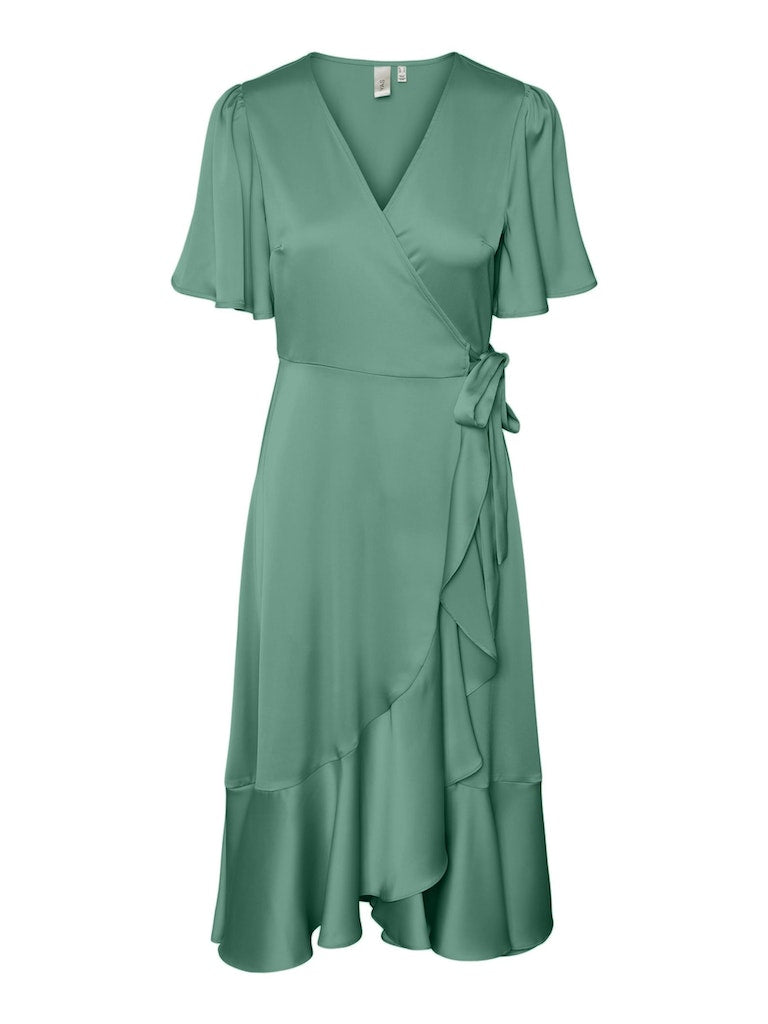 YASTHEA 2/4 Midi Wrap Dress, Malachite Green