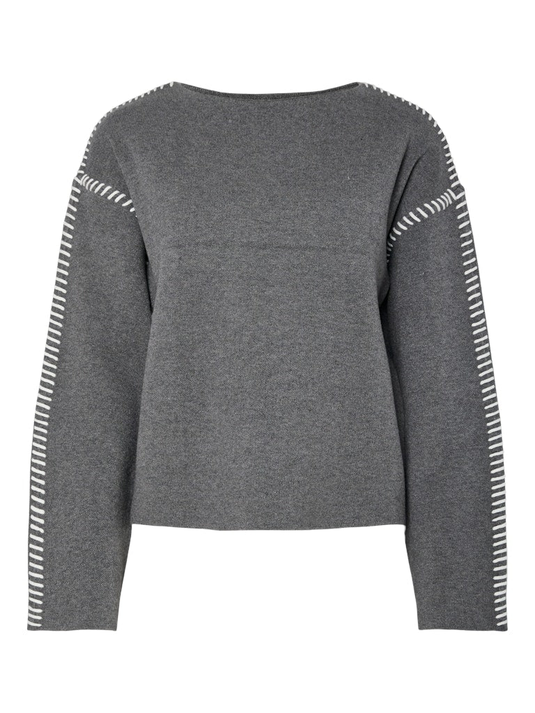 YASSTITCHA Knit Pullover, medium grey melange