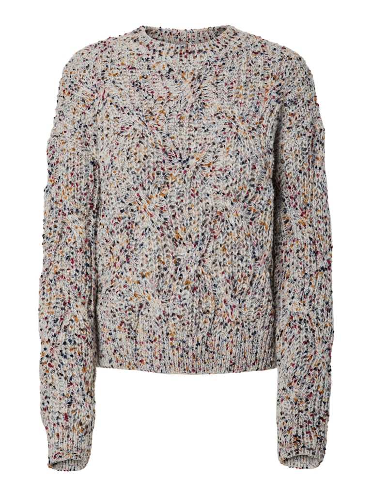 YASCONFETTI Knit Pullover, light grey melange multi