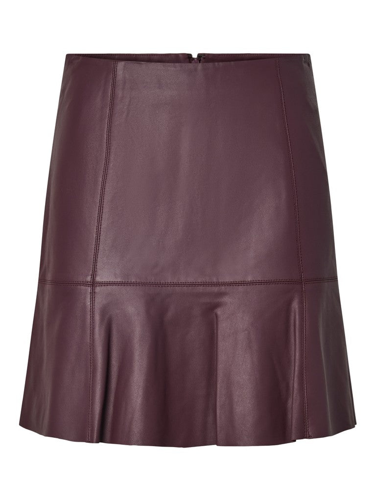 YASCOLLY MW Naplon Leather Skirt, Fig