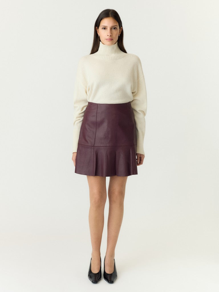 YASCOLLY MW Naplon Leather Skirt, Fig