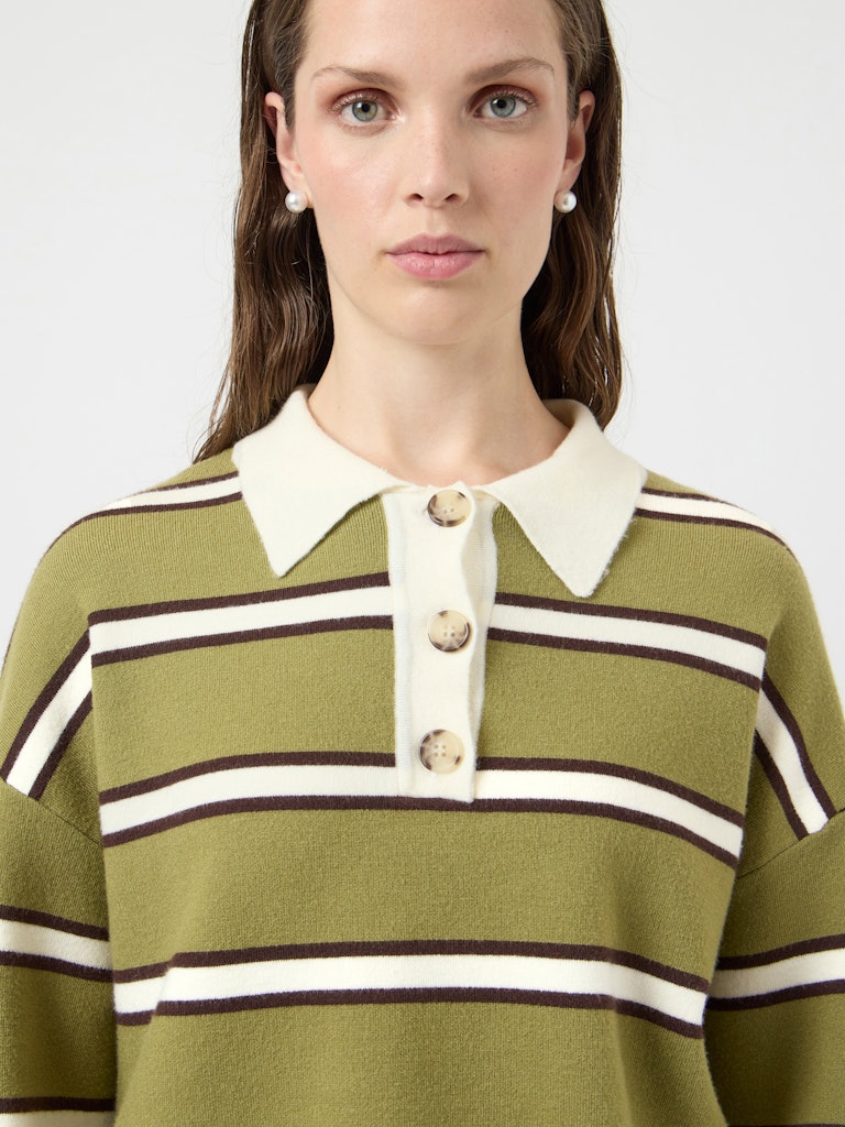 YASISABELL Polo Knit Pullover, cardamom seed