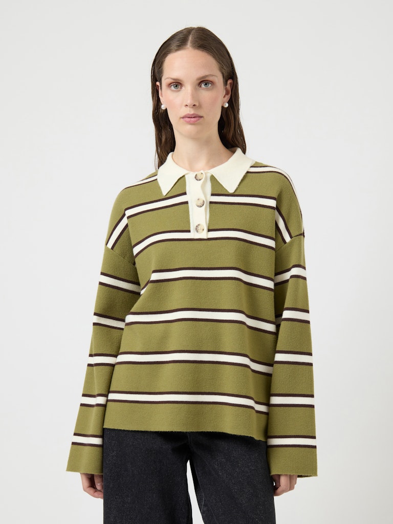 YASISABELL Polo Knit Pullover, cardamom seed