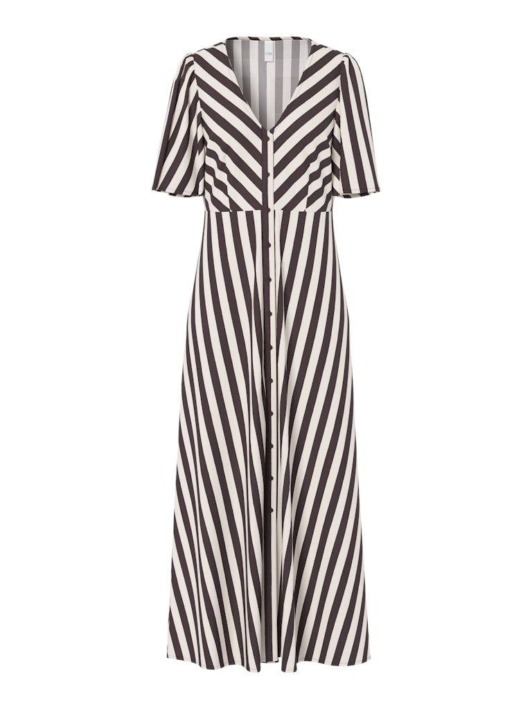 YASSAVANNA Long V-Neck Dress, Coffee Bean Pristine