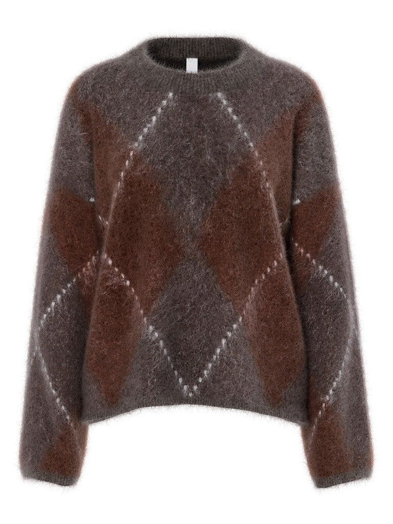 YASARGY LS MOHAIR BLEND KNIT PULLOVER, Coffee Bean