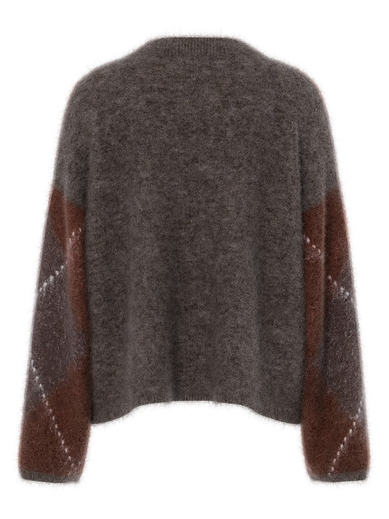 YASARGY LS MOHAIR BLEND KNIT PULLOVER, Coffee Bean