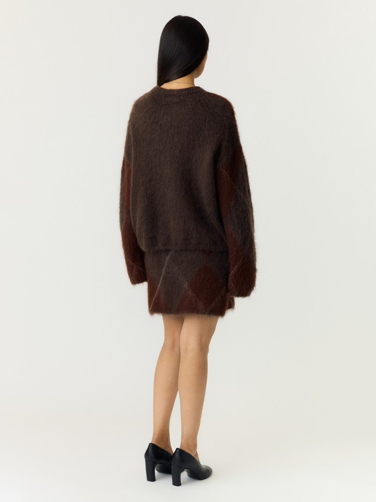 YASARGY LS MOHAIR BLEND KNIT PULLOVER, Coffee Bean