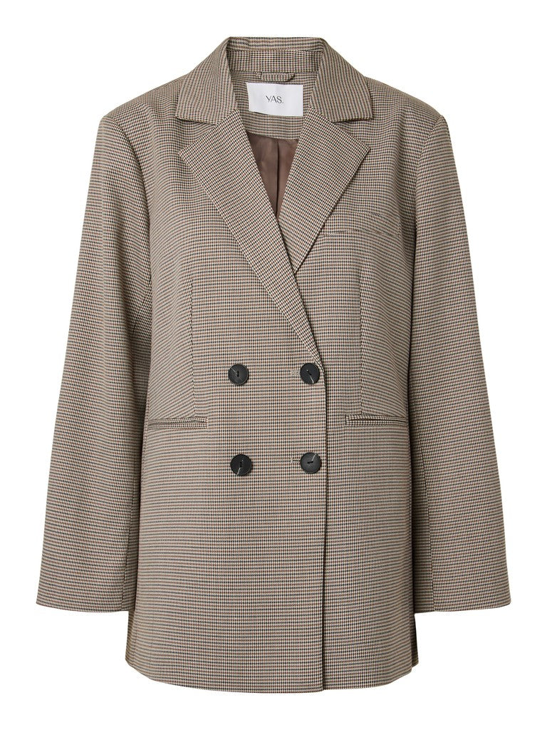 YASCHEKKA LS Oversize Blazer, Black w. checks