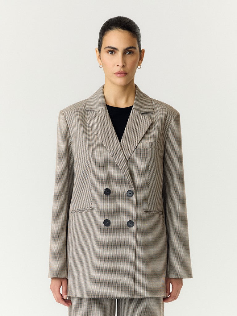 YASCHEKKA LS Oversize Blazer, Black w. checks