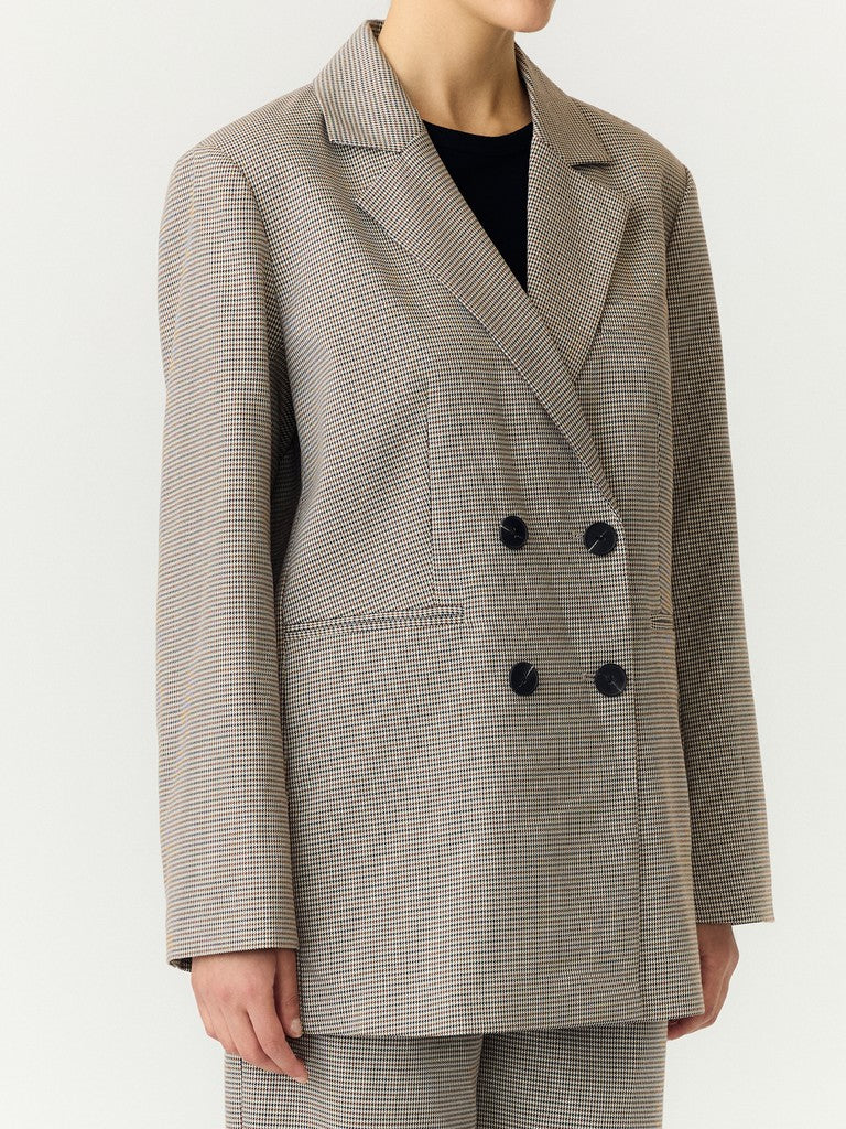 YASCHEKKA LS Oversize Blazer, Black w. checks