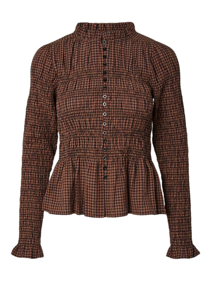 YASNOTA LS Smock Top, Carafe Nota checks