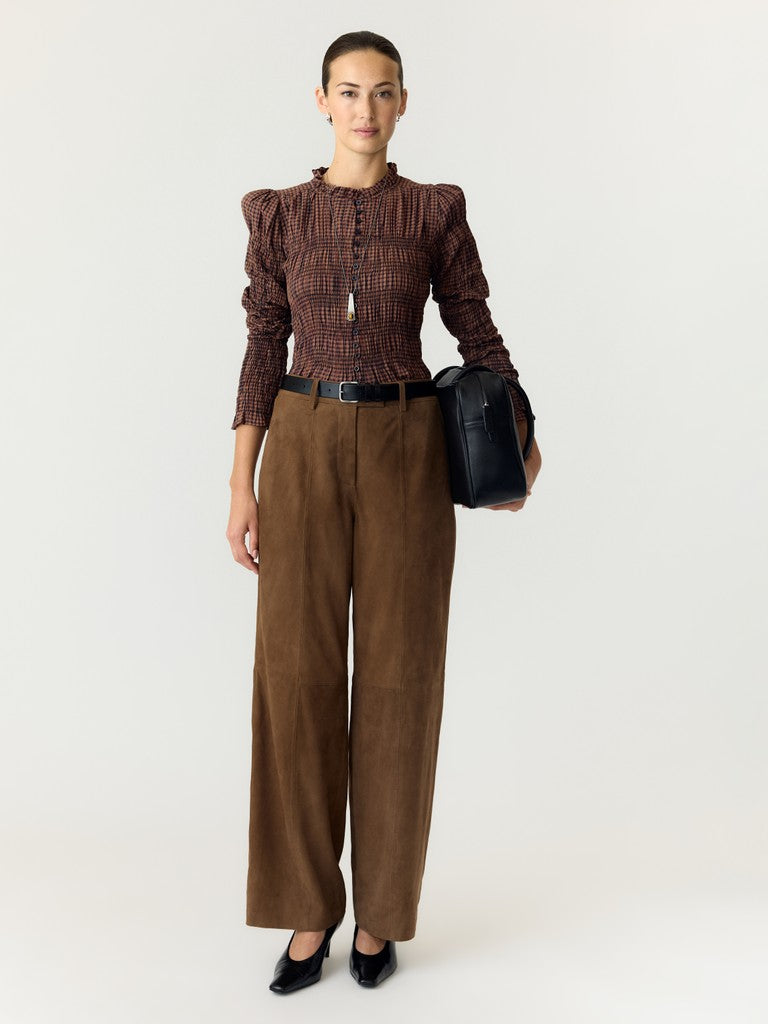 YASNOTA LS Smock Top, Carafe Nota checks