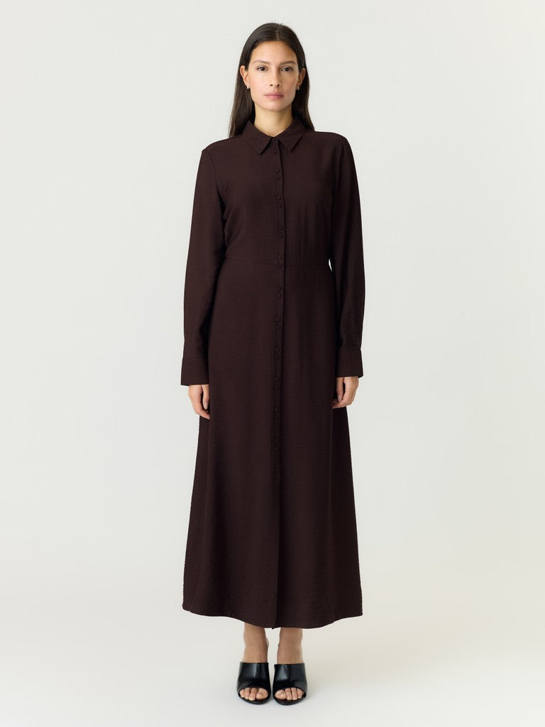 YASSAFERA Long Shirt Dress, Coffee Bean