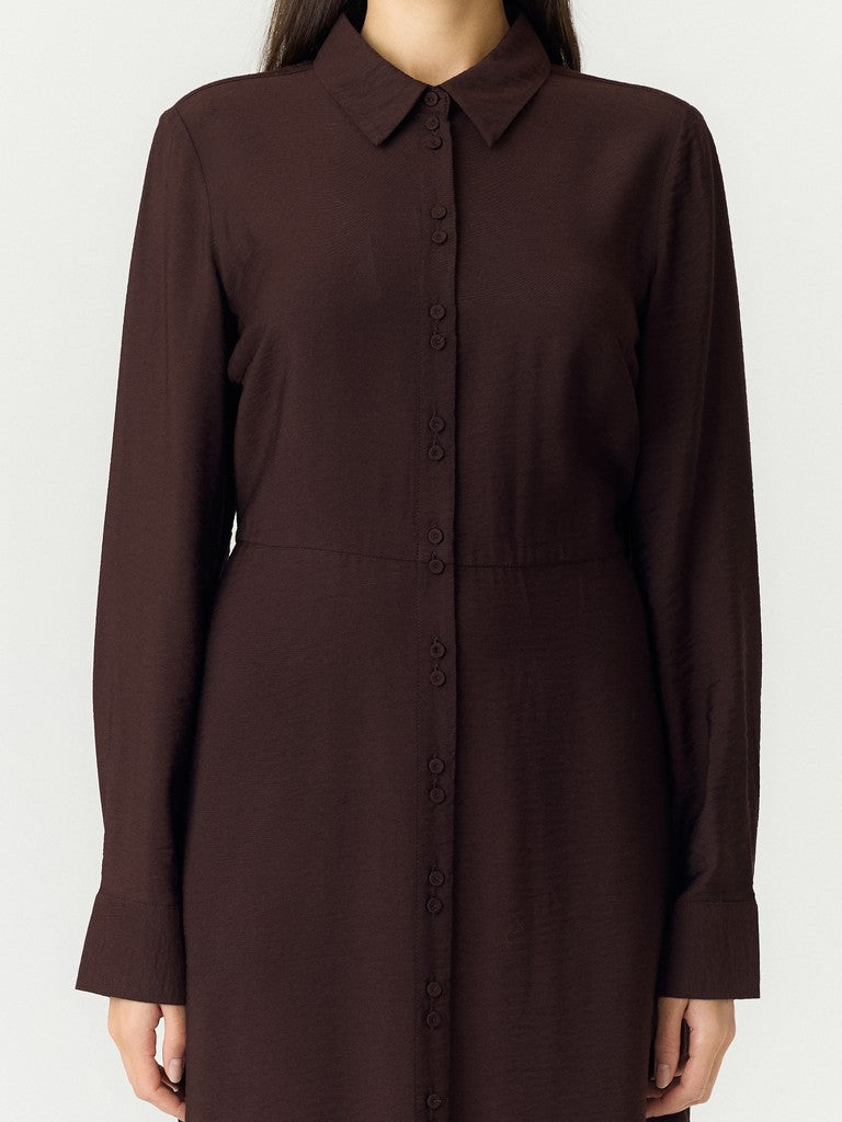 YASSAFERA Long Shirt Dress, Coffee Bean