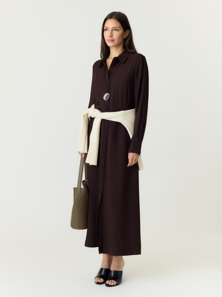 YASSAFERA Long Shirt Dress, Coffee Bean